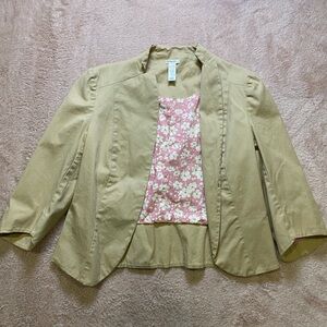 Old Navy Tan Blazer with Pink Floral Lining